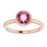 14K Rose 6 mm Natural Pink Tourmaline Ring